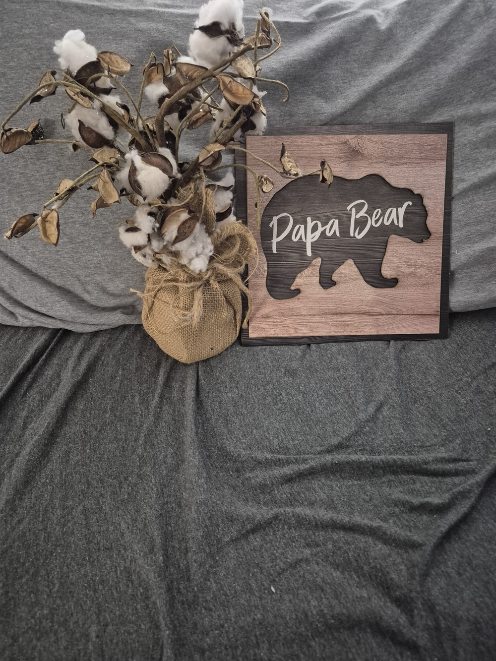 Papa Bear Wooden Wall Sign - Brown & Cotton Decor
